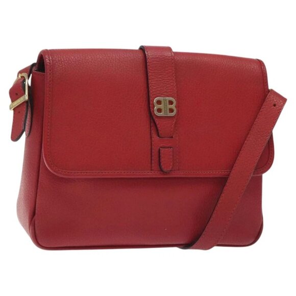 BALENCIAGA Shoulder Bag Leather Vintage Red Gold - Picture 1 of 15